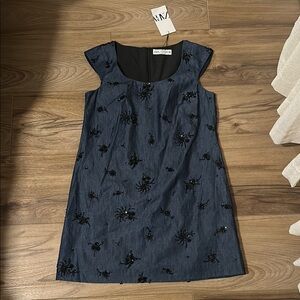 Zara Blue Embellished Women's Dress